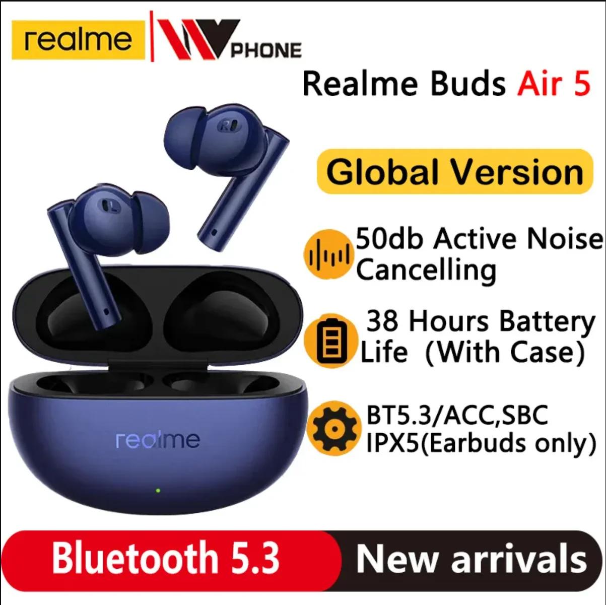 ۷ι  realme Buds Air 5 TWS ̾ 50dB ɵ   38ð ͸  IPX5 Bluetooth 5.3
